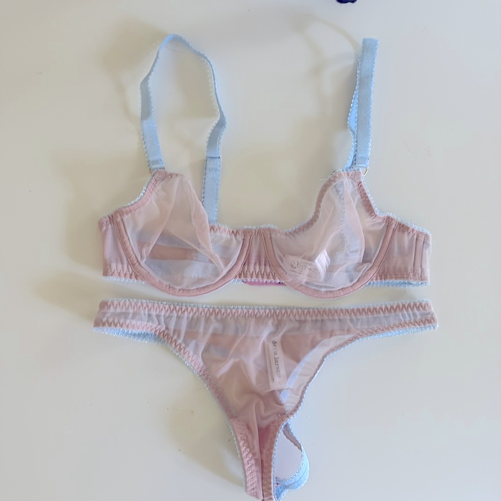 NWOT Dora Larsen colorful mesh lingerie set